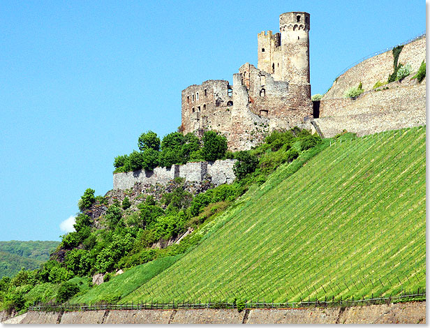 Die Ruine Ehrenfels gegenber von Bingen im inneren 
			Rheinknie