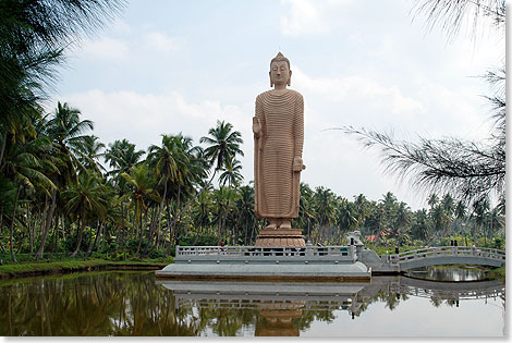 Diese Buddha-Statue zum Gedenken an die vielen tausend Tsunami-Opfer wurde Sri Linka von Japan geschenkt. Sie steht in dem kleinen Dorf Peraliya in der Nhe von Hikkaduwa.