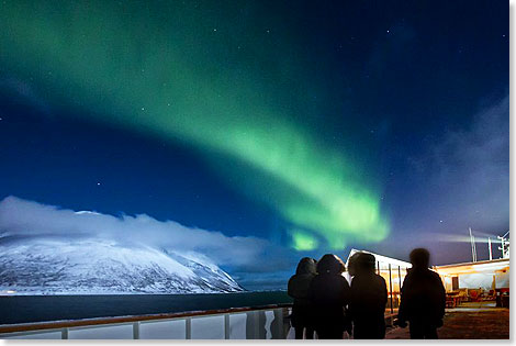 Hurtigruten bietet im Winter optimale Bedingungen zur Beobachtung des Phnomens Aurora Borealis. 
