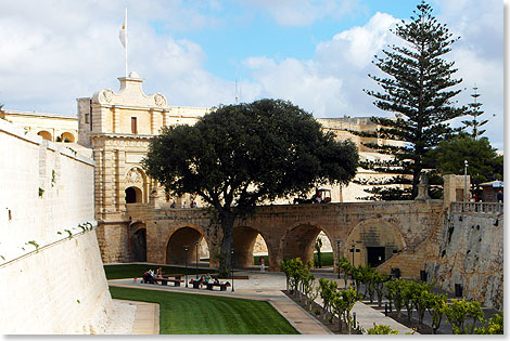 Die alten Wlle von Mdina, der frheren Hauptstadt von Malta, hielten dem Sturm der Trken stand und sind heute Teile von Parkanlagen