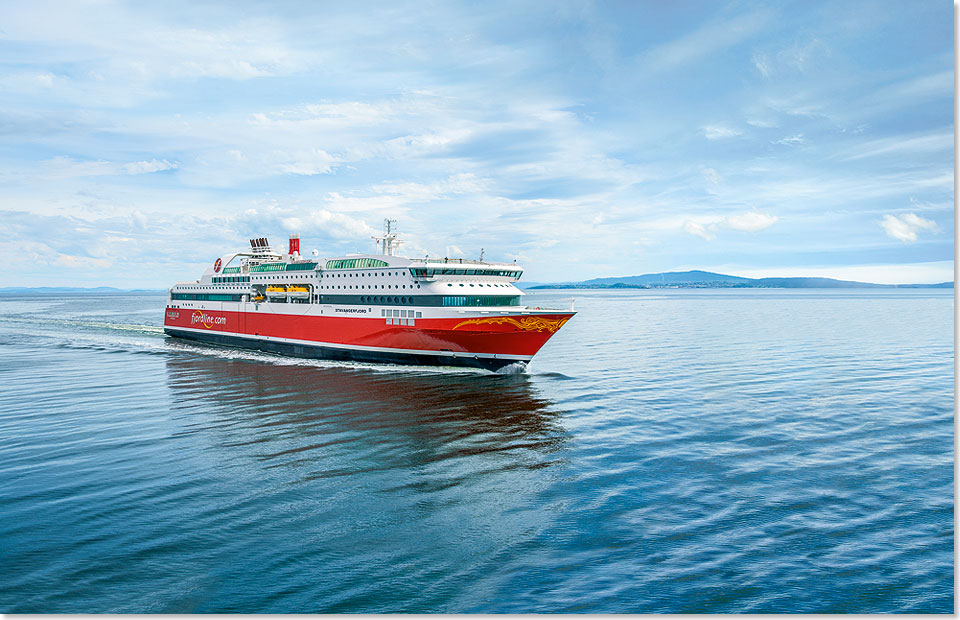  MS STAVANGERFJORD  der Neubau der Fjord Line Reederei mit Sitz im norwegischen Egersund, ist das grte Fhrschiff der Welt, das nicht mit Schwerl, sondern ausschlielich mit Erdgas (LNG) betrieben wird.