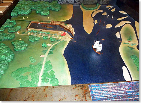 Im Museum in Vegesack zeigt ein Modell Sandbnke im Weserlauf  Anlass, in Vegesack (links im Foto) einen Hafen zu bauen, der die Stadt Bremen versorgte.