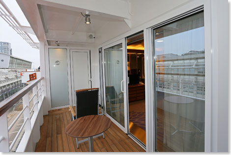 Der neue Balkon der Suite 8204 auf Deck 8.