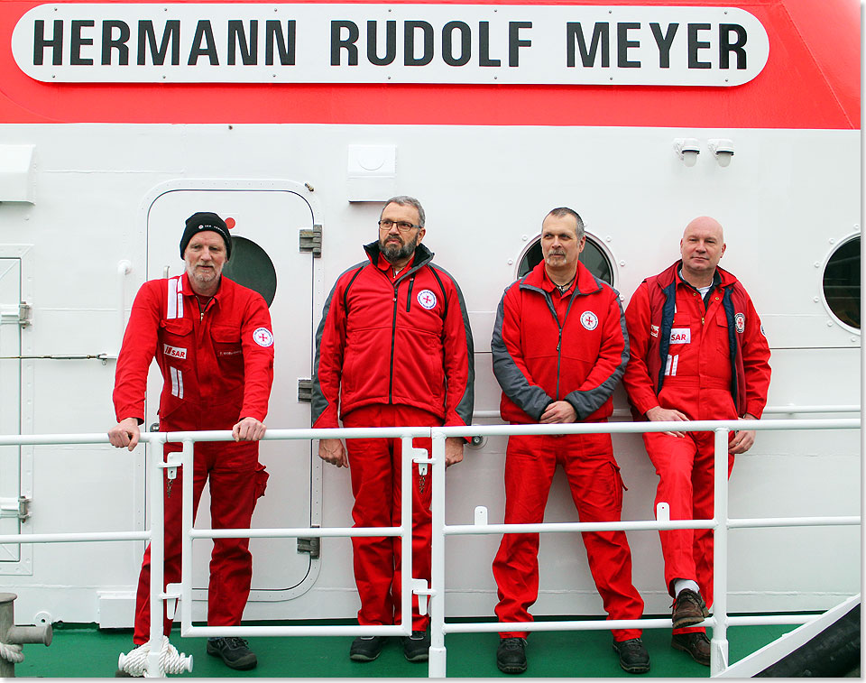 Die Seenotkreuzer HERMANN RUDOLF MEYER-Crew: Torsten Mllenberg (links), Klaus-Dieter Muth, Stev Klckner und Vormann Ulrich Fader.