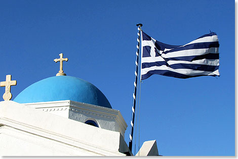 Blau-wei sind die Farben von Griechenland, blau-wei ist auch Mykonos.