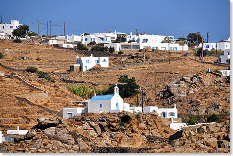 Blau-wei sind auch die Huser auf Mykonos.
