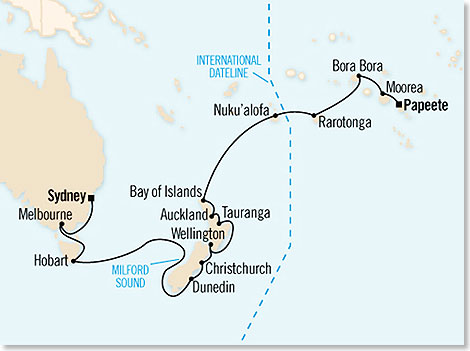 Reiseroute der MS Regatta