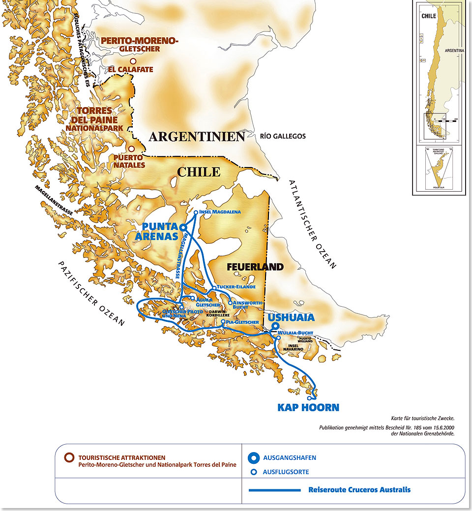 Karte: Cruceros Australis, Santiagi de Chile