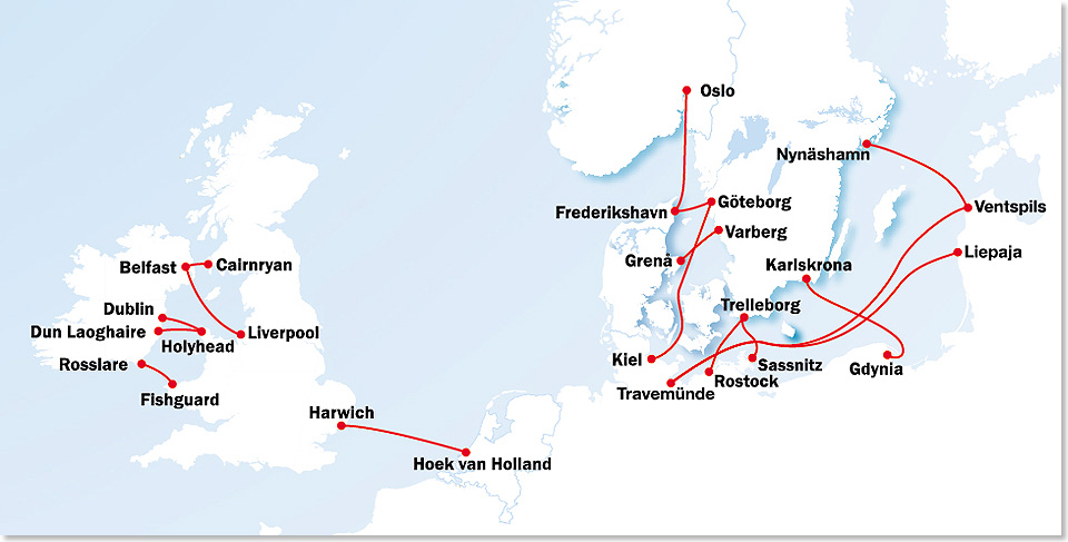 Routenkarte Stena Line