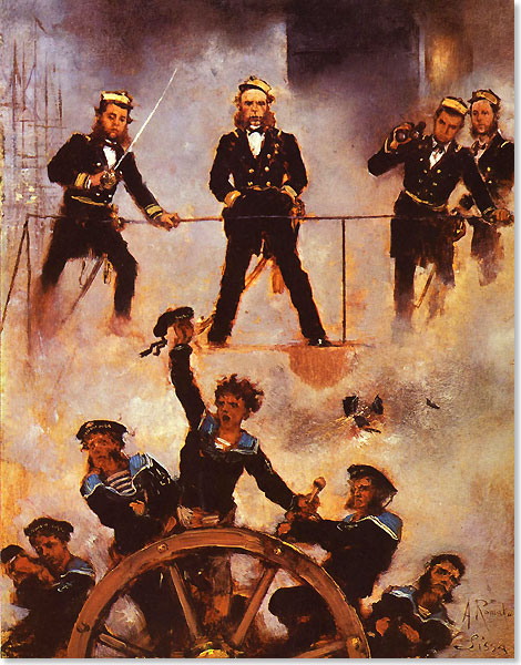 Foto: Österreichische Galerie Belvedere, Wien Admiral Tegetthoff in der Seeschlacht bei Lissa.