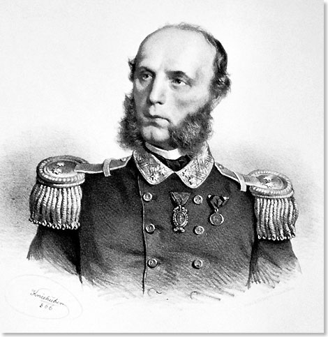 Foto: GFDL Sammlung Peter Geymayer Admiral Baron Wilhelm von Tegetthoff, Lithographie von Joseph Kriehuber, 1866.