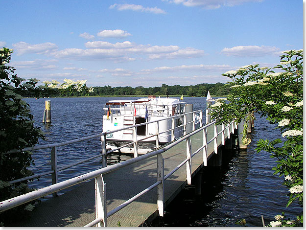 Idyllischer 
			Liegeplatz an einem Steg am Schwielochsee