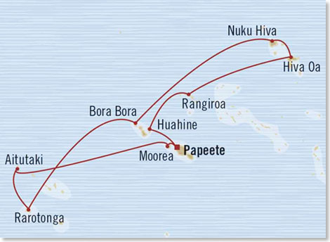 Ihre Reiseroute Tahitian Pearls mit der MARINA.