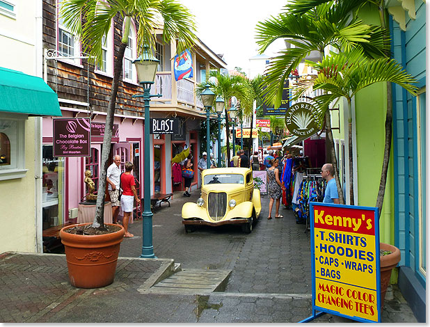 Die Einkaufsstrae Old Street in Philipsburg. 