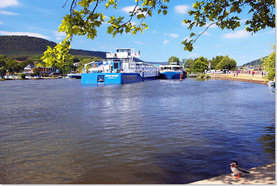 Viel 
	Betrieb an der Anlegestelle beim Abschied von Miltenberg