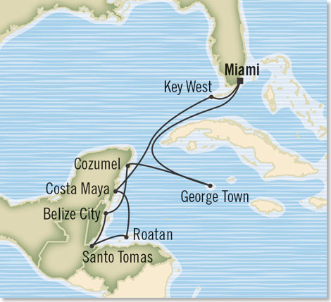 Karte: Oceania Cruises, Miami und Surberg