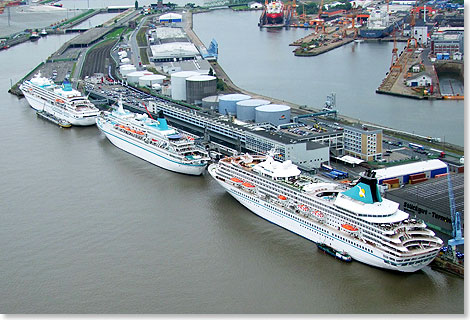 ALBATROS, AMADEA und ARTANIA lagen für 12 Stunden gleichzeitig am CCCB – Bremerhavener Columbus Cruise Center.