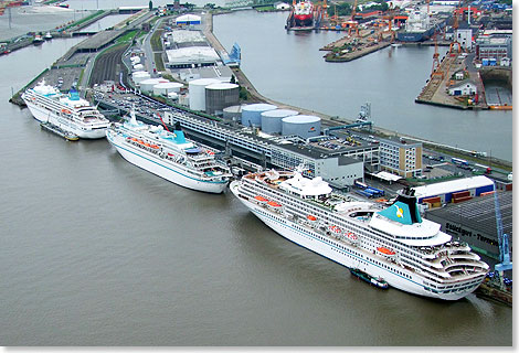 ALBATROS, AMADEA und ARTANIA lagen fr 12 Stunden gleichzeitig am CCCB  Bremerhavener Columbus Cruise Center.