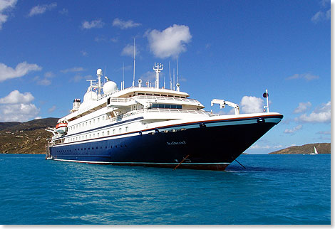  Die SEADREAM 1 ist eine von zwei Luxusyachten des SeaDream Yachtclub.