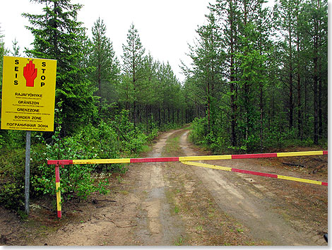 Bis hierher und nicht weiter: Der Oulanka Nationalpark grenzt unmittelbar an Russland. Fr Menschen ist die Grenzzone tabu, aber Bren wechseln munter hin und her ber die grne Grenze.