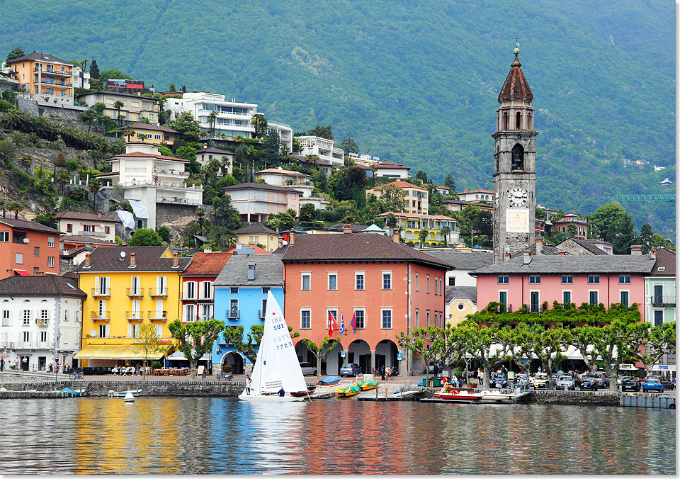 Den 
	  besten Blick auf das alte Fischerdorf und seine malerische Bergkulisse 
	  genießen Besucher vom Lago Maggiore aus. Hier können sie der italienischen 
	  Schweiz im wahrsten Wortsinn auf den Grund gehen. Denn hier ist mit 193 
	  Meter über Null der tiefste Punkt des Alpenlandes.