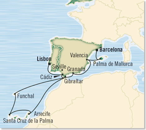 Ihre Reiseroute „Iberian Sojourn” mit der INSIGNIA.