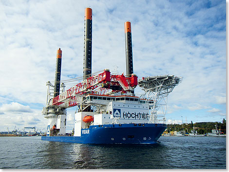 Hochtief Solutions stellte Mitte Dezember ein weiteres, leistungsstarkes Kranhubschiff zum Bau von Offshore-Windparks in Dienst – die VIDAR.