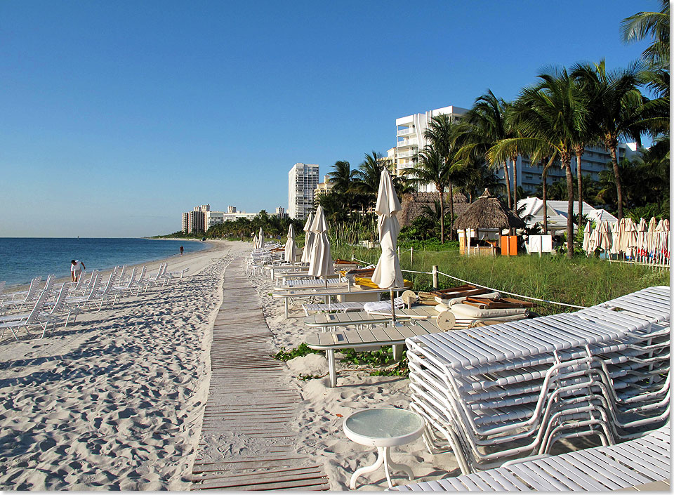 Ein Paradies vor den Toren der Metropole: die Strnde auf Key Biscayne. Die Insel gilt zwar als Millionars-Enklave, aber die meisten Strnde sind frei zugnglich und unverbaut