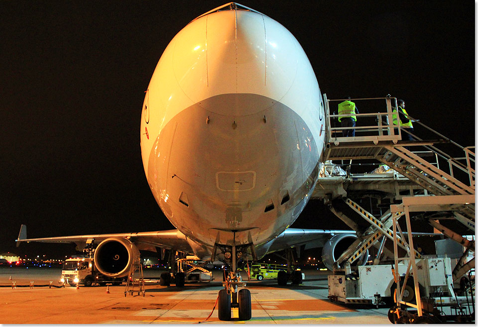 Vor 
	dem Riesenrumpf der MD-11F