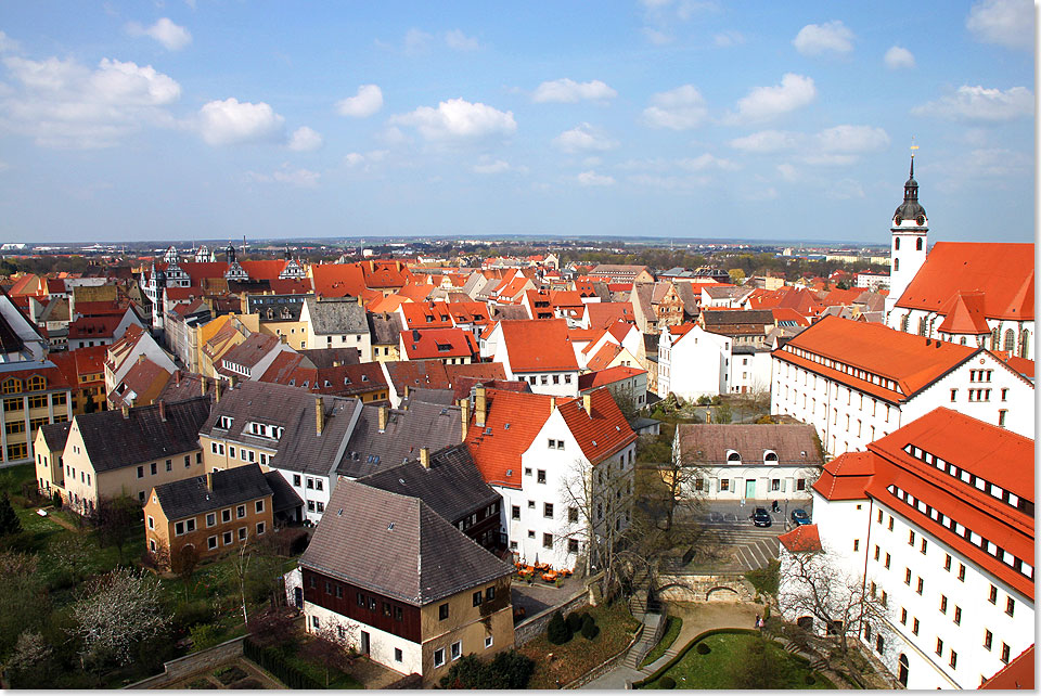 Blick 
	vom Schlossturm auf Torgau.