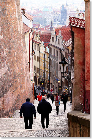 Treppen 
			vom Hradschin hinab zur Prager Kleinseite.