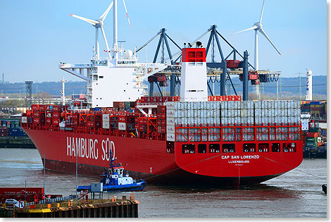 Das neue Containerschiff CAP SAN LORENZO der Reederei Hamburg Sd. 
