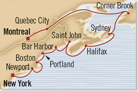 Die Route Ihrer Reise Indian Summer in Kanada und Neuengland.