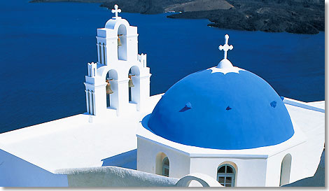 Santorin ist ein Archipel im Sden der Kykladen und ist hier  d a s  Ziel der Kreuzfahrtschiffe, die meist vor der Stadt Thiera auf Reede liegen.