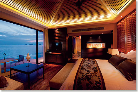 Da das gesamte Resort an einem Hang errichtet wurde, steht im Conrad Koh Samui jede Villa quasi in der ersten Reihe. 