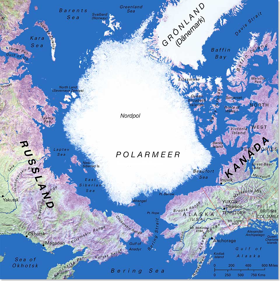 Die Karte zeigt die arktische Eisbedeckung.