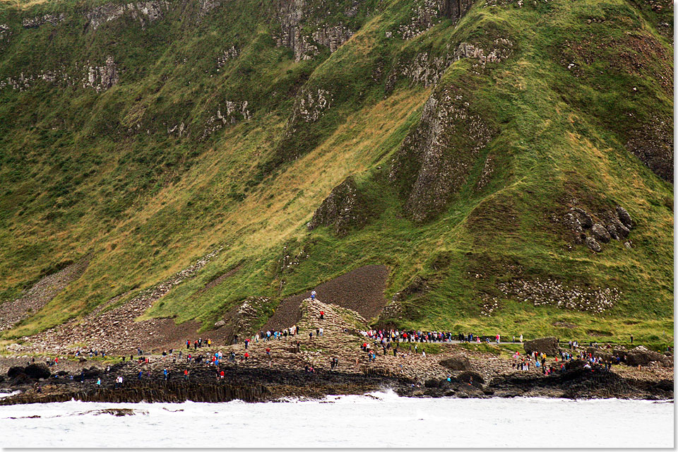 Welterbesttte Giant's Causeway. Er besteht aus etwa 40.000 gleichmig geformten Basaltsulen, die ein Alter von etwa 60 Millionen Jahren haben.