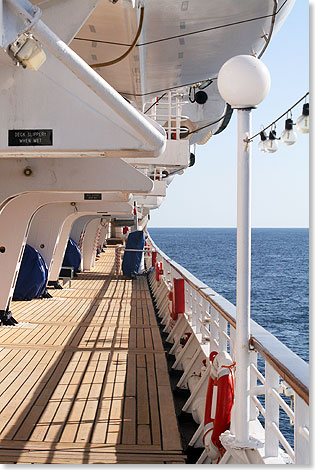 Auch das gibts: Sonne auf dem Prommenadendeck.