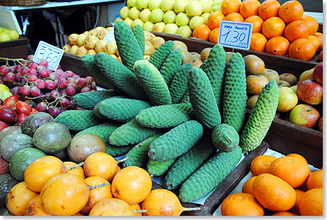 Viele tropische Früchte, die auf Madeira gedeihen, kann man auf dem Markt probieren. Vorher sollte man sich jedoch unbedingt nach dem Preis erkundigen. 
