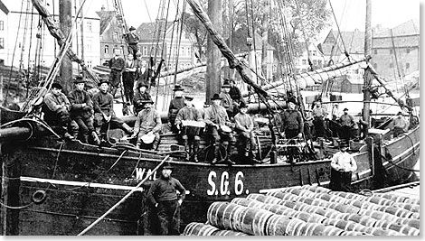 Mit Heringsloggern unter Segeln kam einst der Matjes nach Glcksburg am Unterlauf der Elbe.