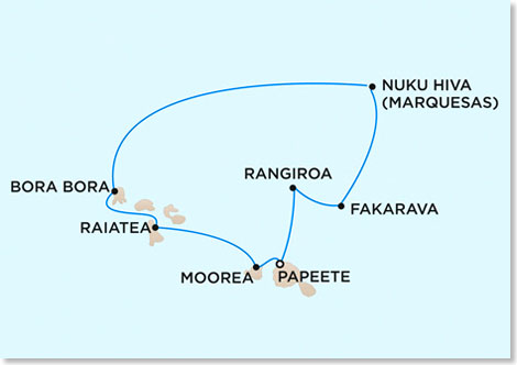 Die Route Ihrer Reise Pacific Ocean Wonders mit der SEVEN SEAS MARINER.