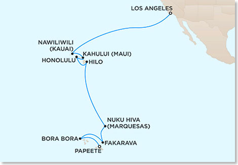 Die Route Ihrer Reise Pacific Ocean Wonders mit der SEVEN SEAS MARINER.