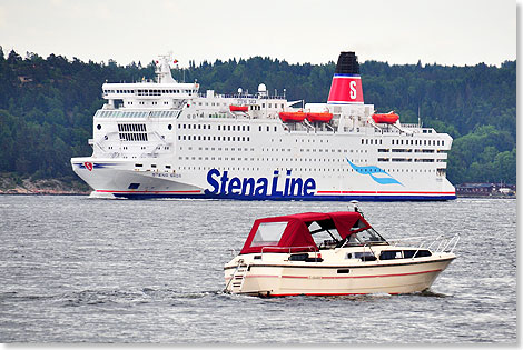 Die Abfahrt der STENA SAGA in Frederikshavn ist eine Tagesfahrt, die hier um 9.15 Uhr ablegt und am frhen Abend gegen 18.00 Uhr in Oslo anlegt.