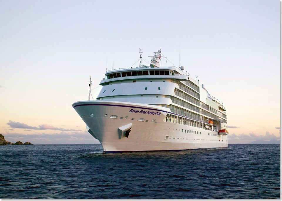 Diese Reise wird mit der MS SEVEN SEAS NAVIGATOR durchgefhrt. Steckbrief: 28.550 BRZ, 170,6 Meter lang, 21,8 Meter breit, 6,50 Meter Tiefgang, 490 Passagiere.