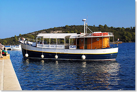 Kleines Ausflugsschiff auf Mljet, Dalmatien