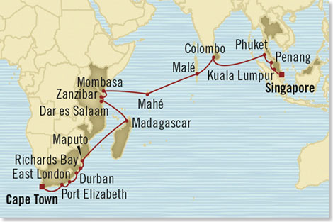 Die Route Ihrer Reise Safaries, Tempel und Juwelen.