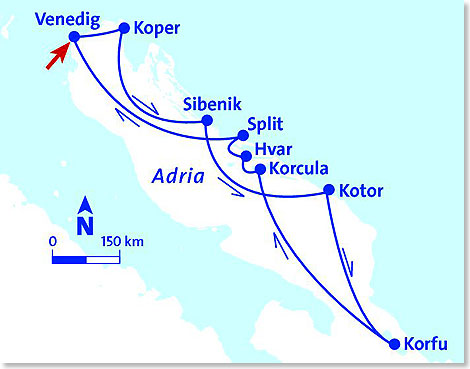 Die Route Ihrer Reise Grne Inseln der Adria.