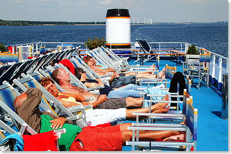 Nach dem Mittagessen werden die Leinen wieder losgeworfen. Zeit fr eine Siesta.