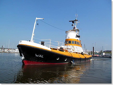 Man sieht der WAL nicht an, dass sie einst Seenotrettungskreuzer war. 2013 wurde das Schiff in seinen Originalzustand zurückverwandelt und ist jetzt im Vegesacker Hafen zu besichtigen.