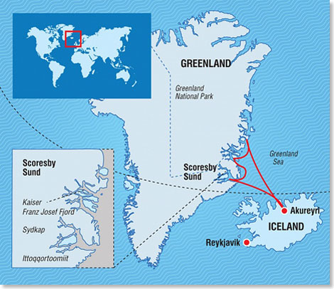 Die Routenkarte der SEA SPIRIT-Expedition vom 11. bis 23. September 2015.
